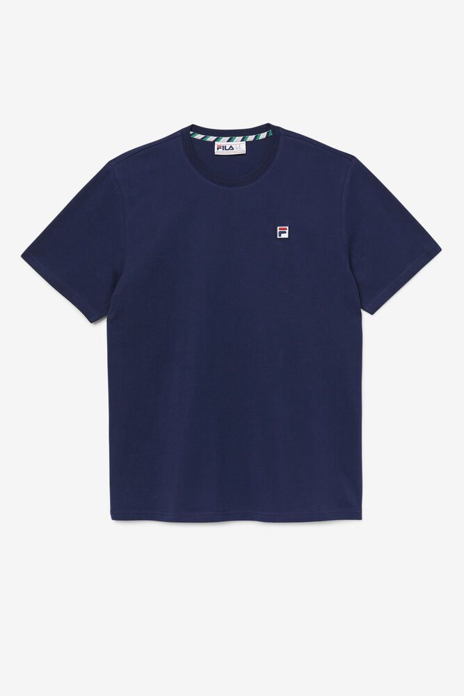 Fila Edgecumbe Short Sleeve T-Shirt Navy - Mens - 12839BFEZ